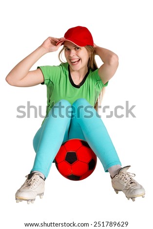 sportswoman with ball on the white background