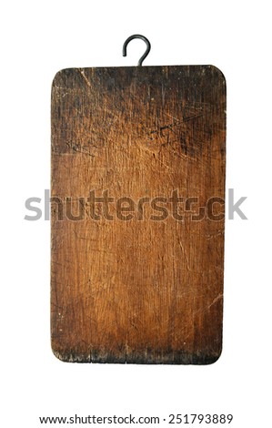 plank wood isolated on white background - advertising hanging board