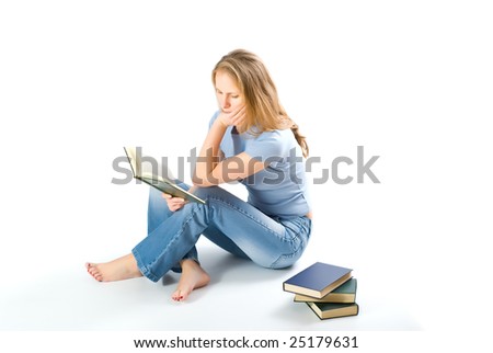 young girl with books