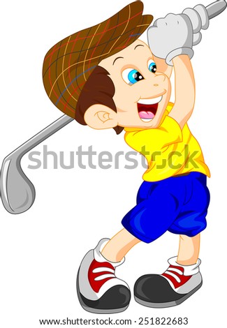 cute boy cartoon golf player