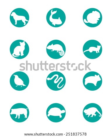 Animals set flat icons vector.
