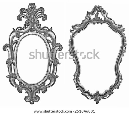Old silver wooden frames for mirrors and tapestries