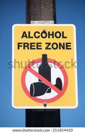 Alcohol free zone rectangular sign.