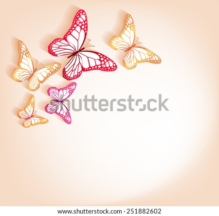 Paper Cut Butterflies Background Isolated for Spring. Editable Vector Illustration