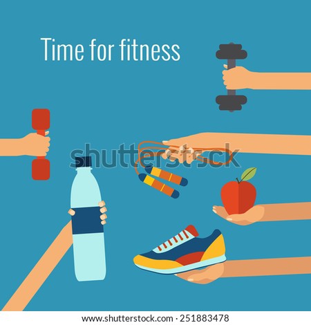 Fitness concept flat Isolated vector illustration and modern design element