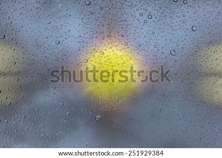 Drops of water on glass and abstract Background with bokeh,defocused light