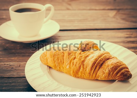 Croissant and coffee - vintage effect style pictures