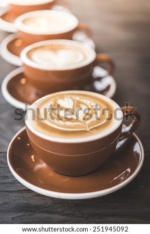 Soft focus on latte coffee cup - vintage effect process pictures