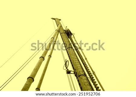 pile driver in a construction site, closeup of photo