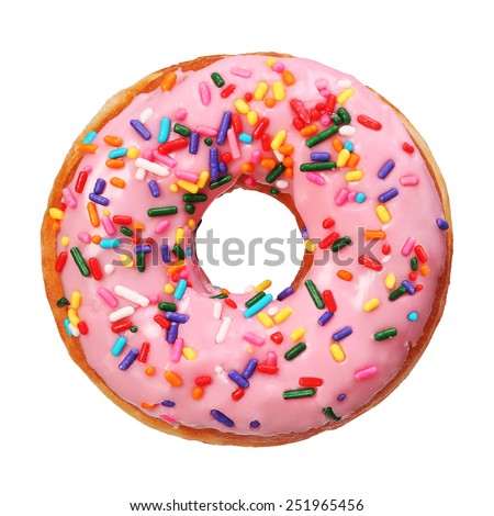 Donut with sprinkles isolated on white background Royalty-Free Stock Photo #251965456