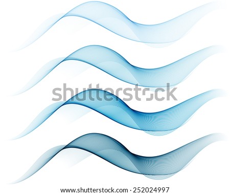 Abstract blue waves isolated on white