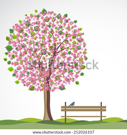 Spring background with flowering tree.