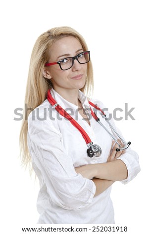 Confident Female Doctor With Arms Crossed