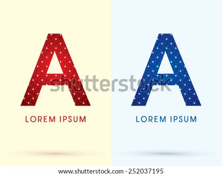 A ,Luxury font, designed using red and blue line geometric shape, idea from wicker,basket ,woven, ribbons, jewelry, diamond ,rope, logo, symbol, icon, graphic, vector.