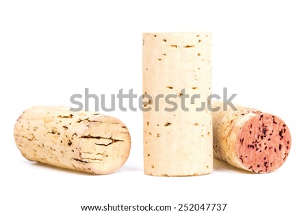 wine corks on white background - isolated
