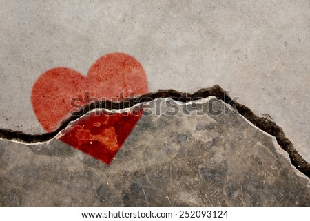 Crackles stone board, picture of red heart fof Valentine`s Day