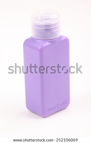 the bottle violet color packaging isolated on white background