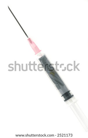 Conceptual image of a business in need of a financial injection, suggested by the syringe with money in it.