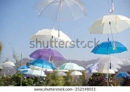 Decorated  Many umbrellas in different colors
