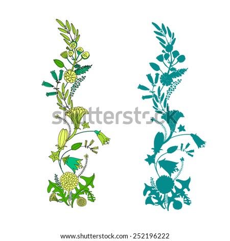 Floral bouquets for the summer and spring design on white background. To design invitations for her birthday, wedding, summer and spring design. Vector illustration.