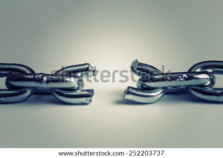 conflict in business concept with broken chain Royalty-Free Stock Photo #252203737