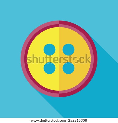 Vector flat tailor button icon on blue background with long shadow. Tailor sing. Eps10