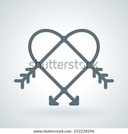Heart Shaped Crossed Arrows Line Icon