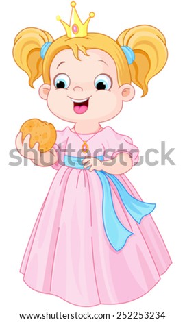 Illustration of cute princess eats hamburger