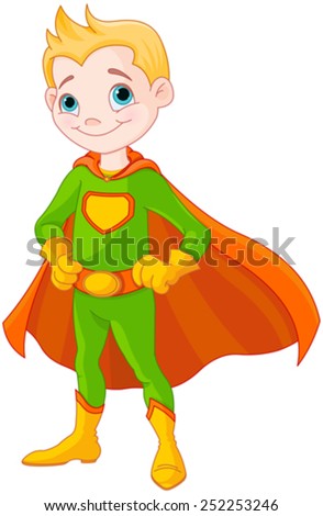 Illustration of very cute super boy