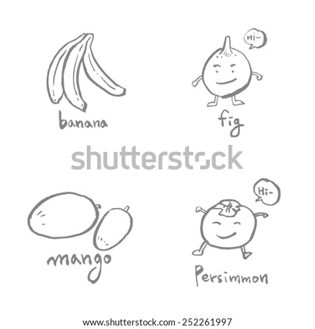 Vegetable and fruit illustrations / Hand drawn food ingredients - vector