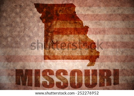 missouri map on a vintage american flag background