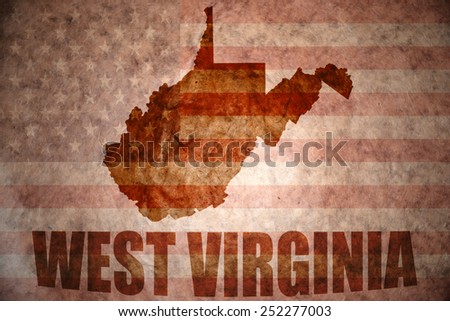 west virginia map on a vintage american flag background