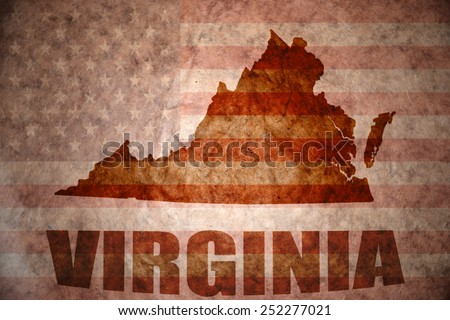 virginia map on a vintage american flag background