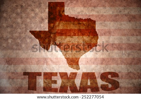 texas map on a vintage american flag background
