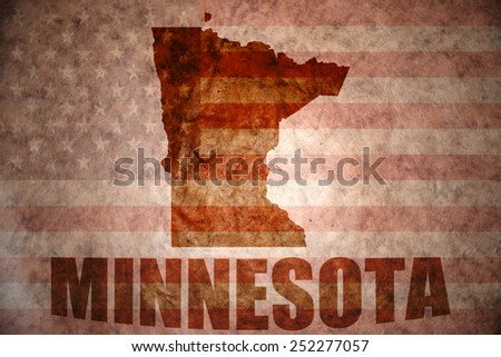 minnesota map on a vintage american flag background