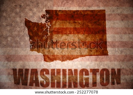 washington map on a vintage american flag background