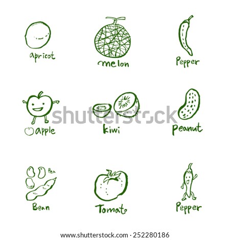 Vegetable and fruit illustrations / Hand drawn food ingredients - vector