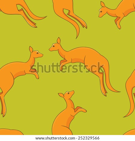 Kangaroo in motion seamless pattern