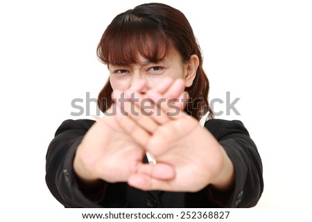  businesswoman making stop gesture
