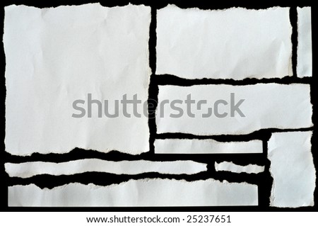 torn white paper isolated on black background, ready for your message.