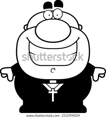 A cartoon illustration of a priest smiling.