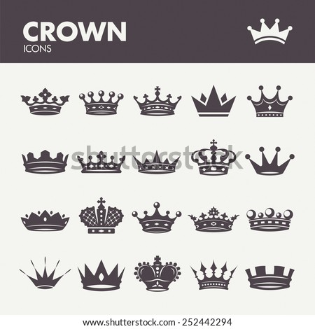 Crown. Icons set in vector