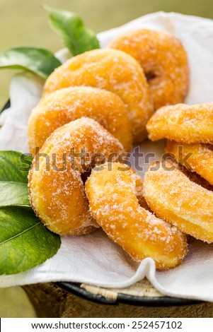 Parafrittus, fried donuts, Sardinian Dessert Royalty-Free Stock Photo #252457102