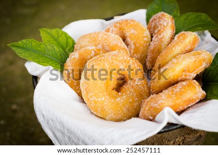 Parafrittus, fried donuts, Sardinian Dessert Royalty-Free Stock Photo #252457111