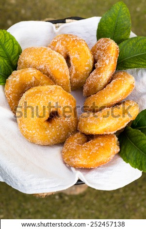 Parafrittus, fried donuts, Sardinian Dessert Royalty-Free Stock Photo #252457138