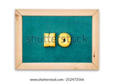 Alphabet Biscuits ,word " NO " on chalkboard background.