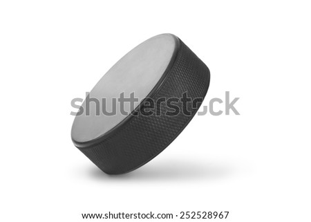 Ice hockey puck isolated on white background