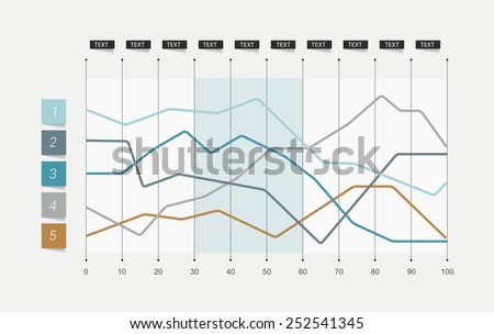 Flat chart. Lined graph. Simply color editable. Infographics elements.