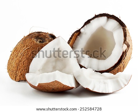 Frustrated meaty coconut isolated on white background