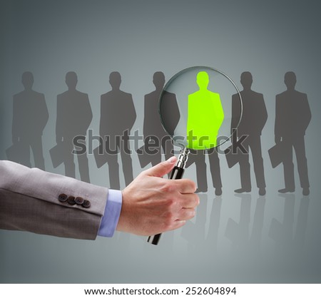 Recruitment and job search concept for choosing the right people and human resources